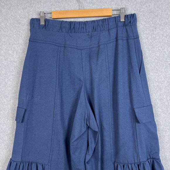 Free People Beach Navy Blue Russell High Rise Wide Leg Cargo Pants Size Medium - Picture 6 of 9